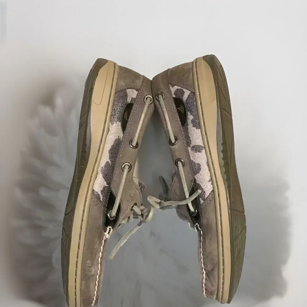 Sperry Top Sider‎ Women's Boat Shoes Size 6.5 Leather Gray Giraffe Print